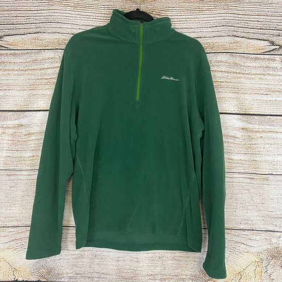 Eddie Bauer Green Quarter Zip Light Fleece Long Sleeve